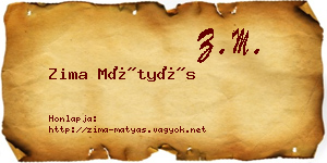 Zima Mátyás névjegykártya